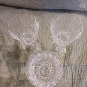 3 antique crystal stemmed glasses