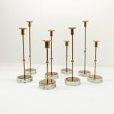 Set of 8 Scandinavian candlesticks Gunnar Ander for Ystad Metall 1960