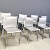 Chaises de salle à manger en cuir gris par Cattelan Italie, lot de 8 - années 1980