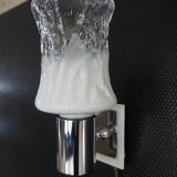 Torch type wall lamp in transparent and white glass