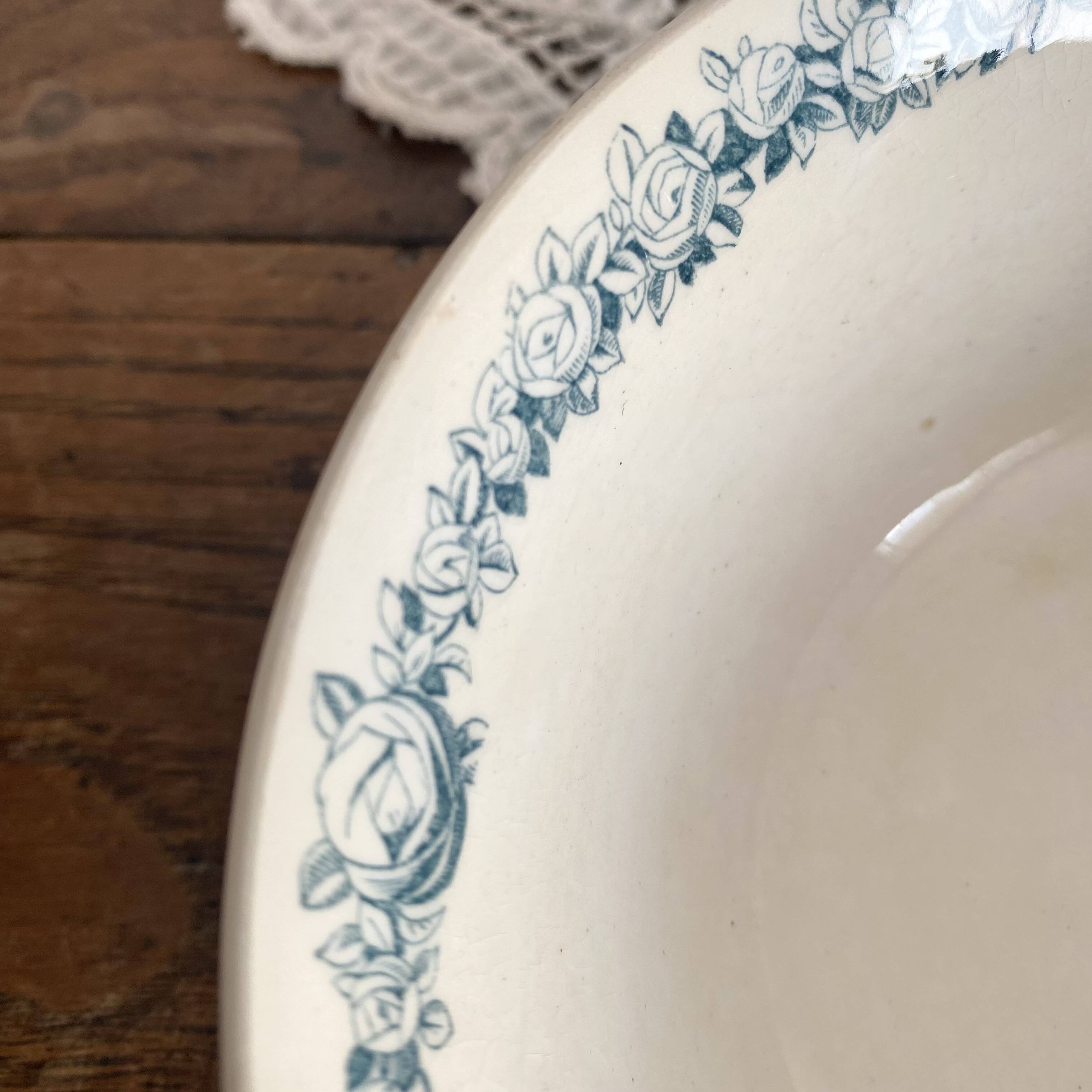 Antique ironstone bowl HBCM Roses