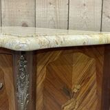 Louis XV style bedside table in rosewood, oak and marble top - made in the 70s
