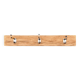 Vintage wooden wall coat rack - 3 chrome metal hooks
