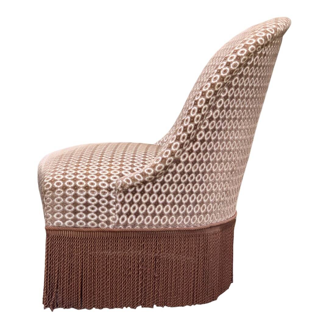 Vintage chocolate velvet toad armchair