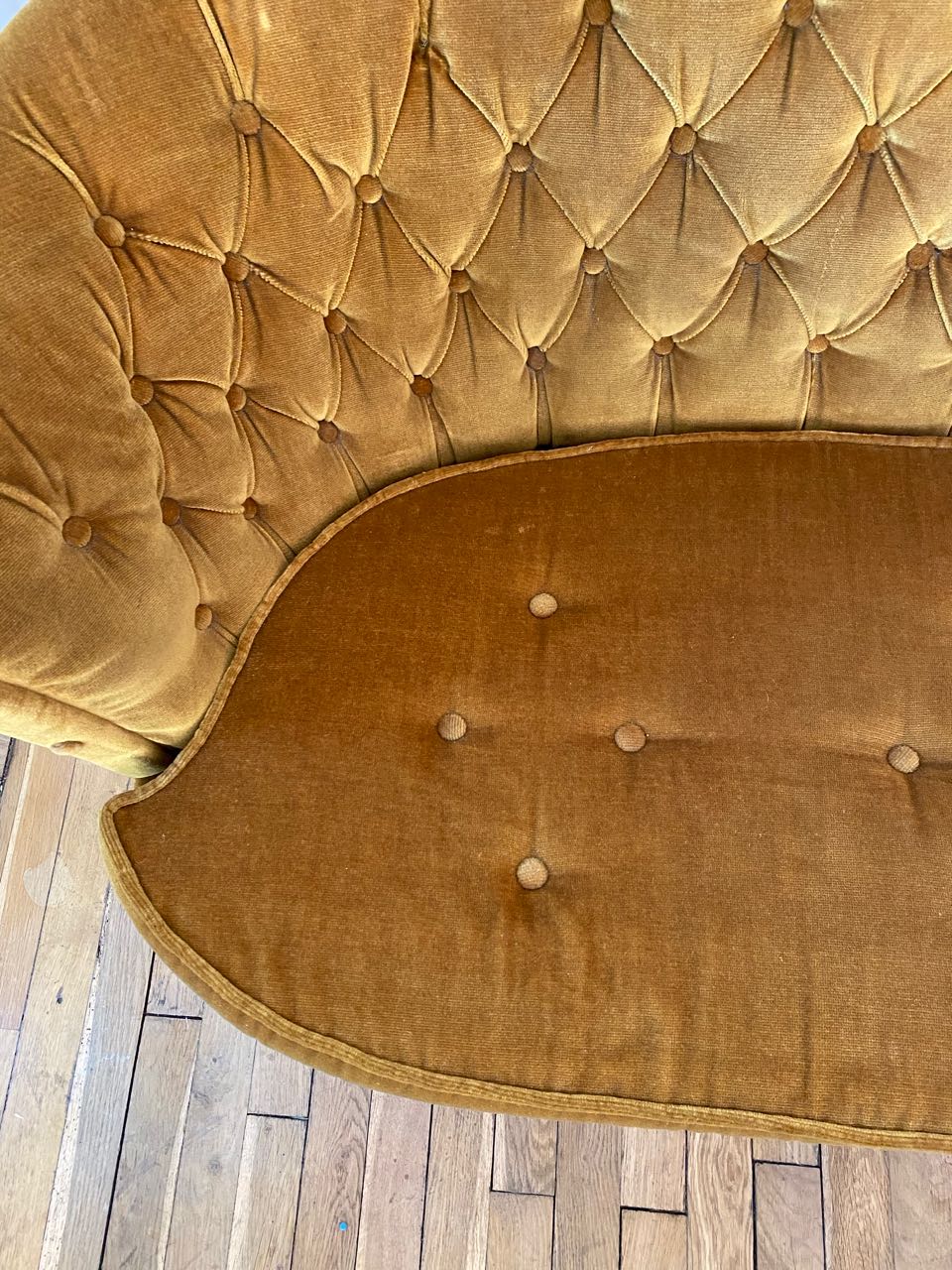 Old gold toad bench