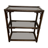 Rattan and smoked glass bookcase shelf