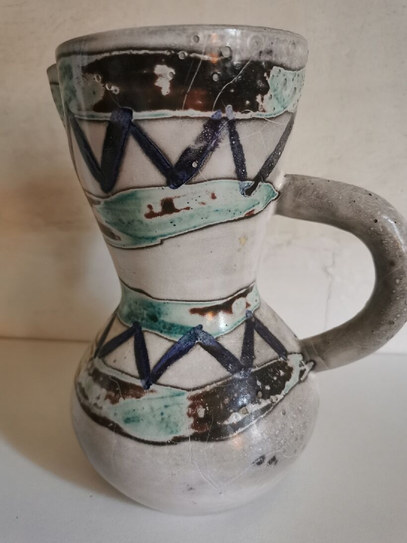 Vallauris earthenware pitcher 1950 signed