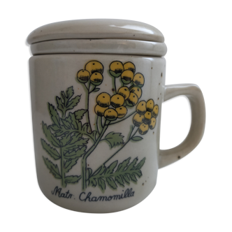 Tisanière en grès motif fleur de camomille