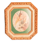 Original carved wooden frame with mat and Renoir print. Painting by Renoir.