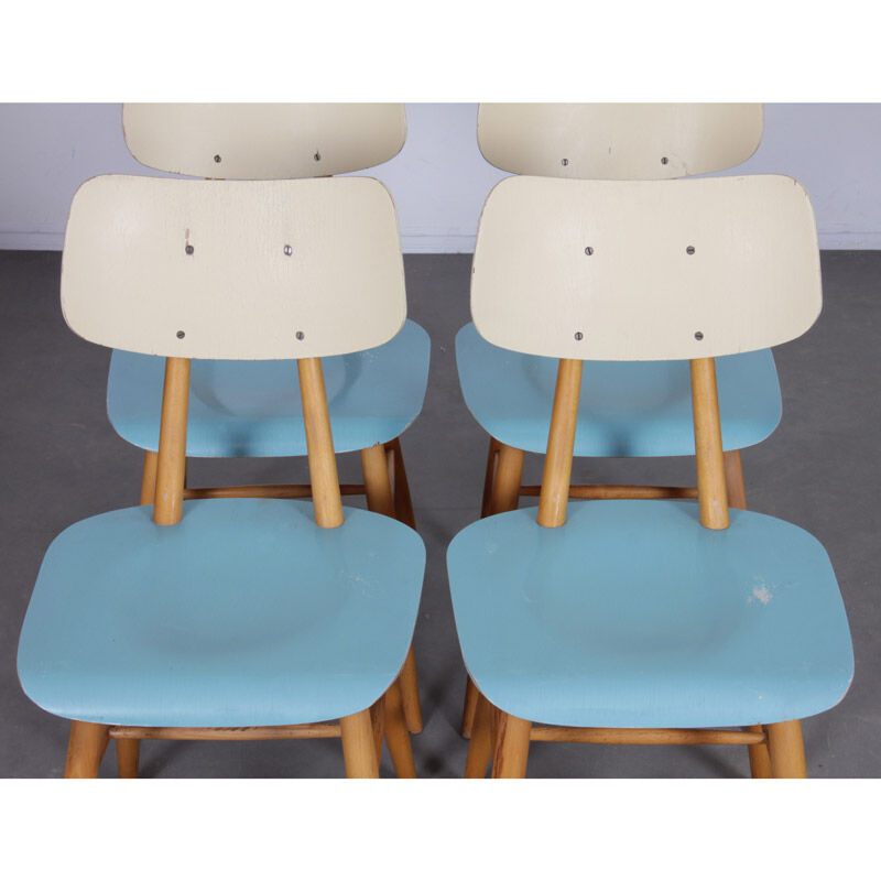 Set of 4 vintage chairs edited by Ton, 1960