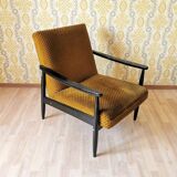 Vintage Yellow Fabric Armchair: Mid-Century Modern Lounge Chair