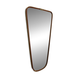 Vintage 1960 asymmetrical mirror in freeform, gold and red - 71 x 3
