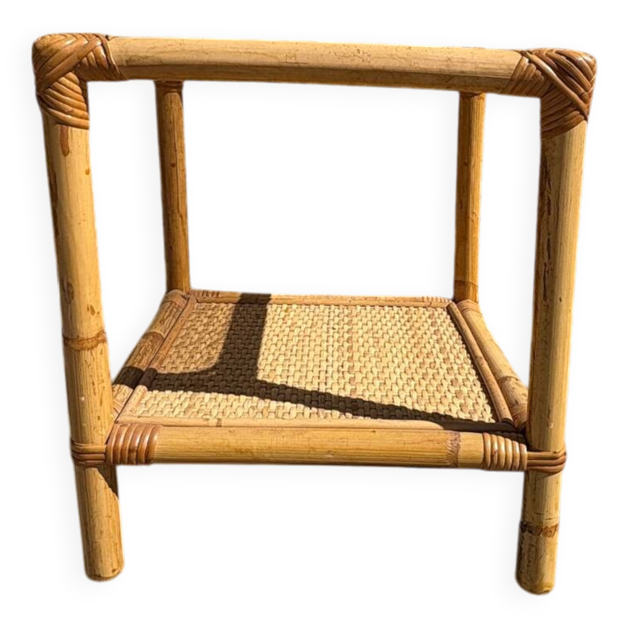 Bamboo and smoked glass side table, 1970s