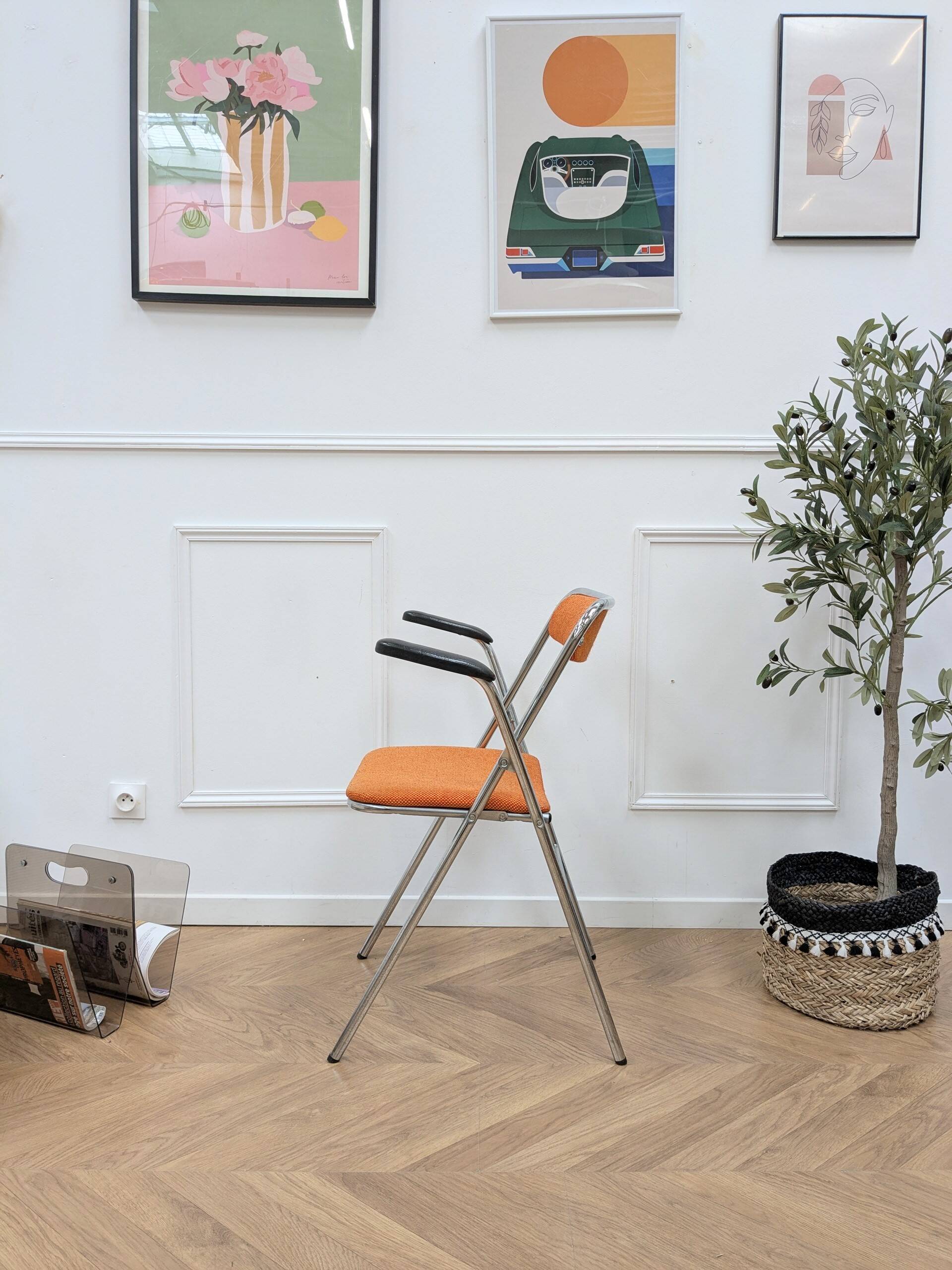 Orange folding chair