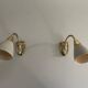 Pair of grey metal and brass wall lights, 1960s, Germany