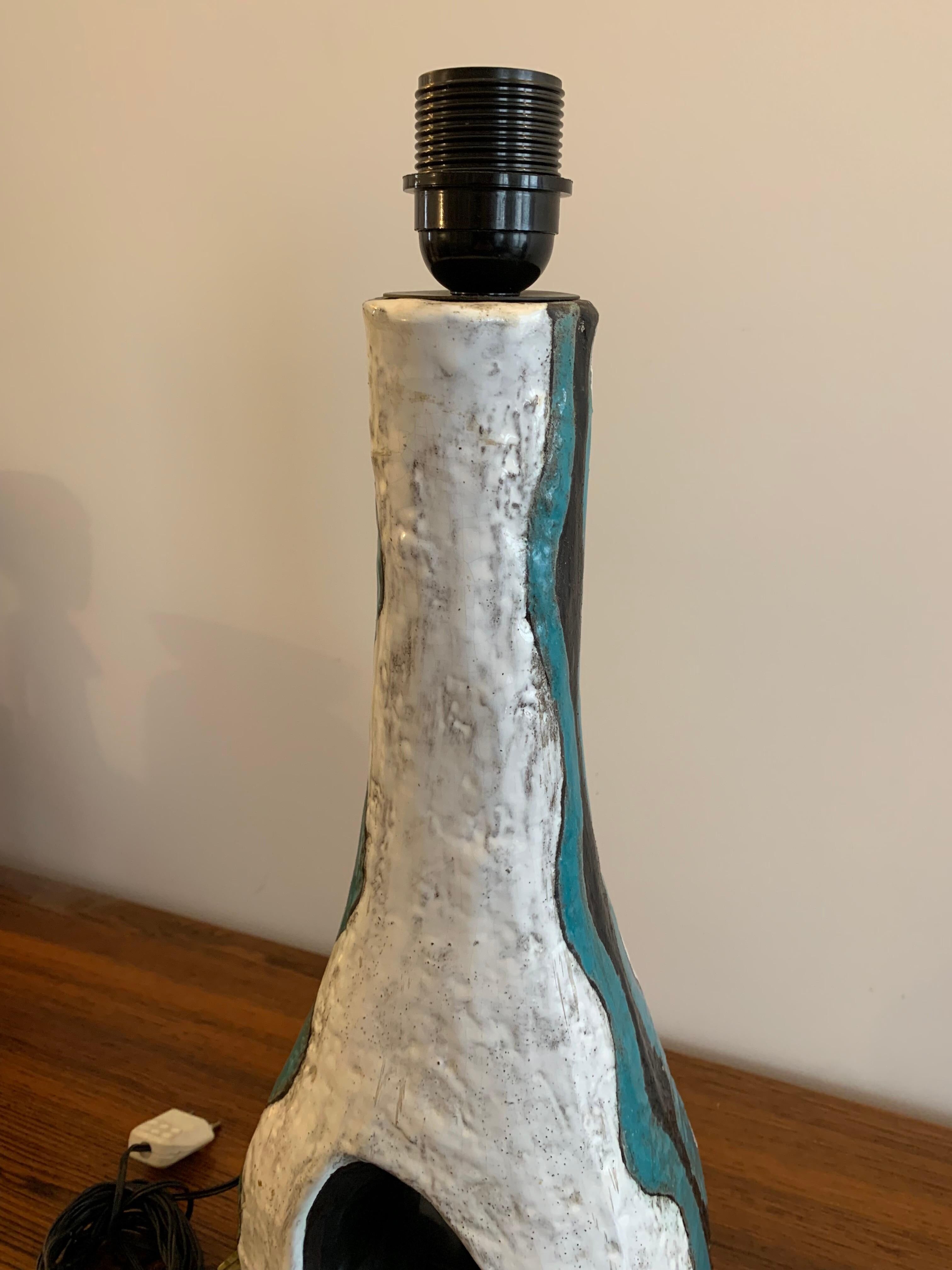Asymmetrical ceramic lamp Vallauris France 1950, signed, unique