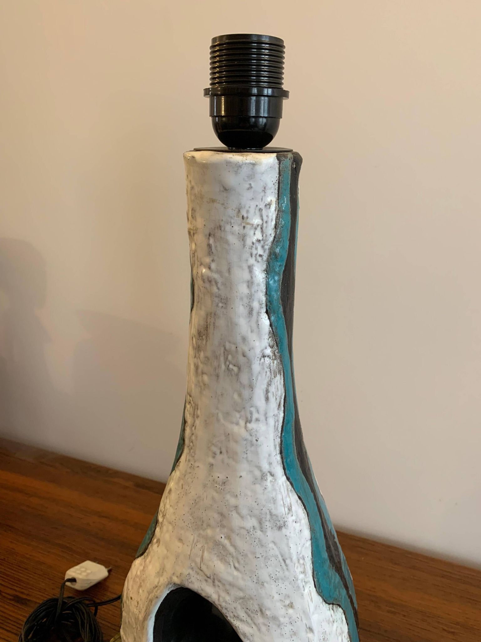 Asymmetrical ceramic lamp Vallauris France 1950, signed, unique