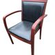 6 contemporary bridge chairs in mahogany wood and black leather