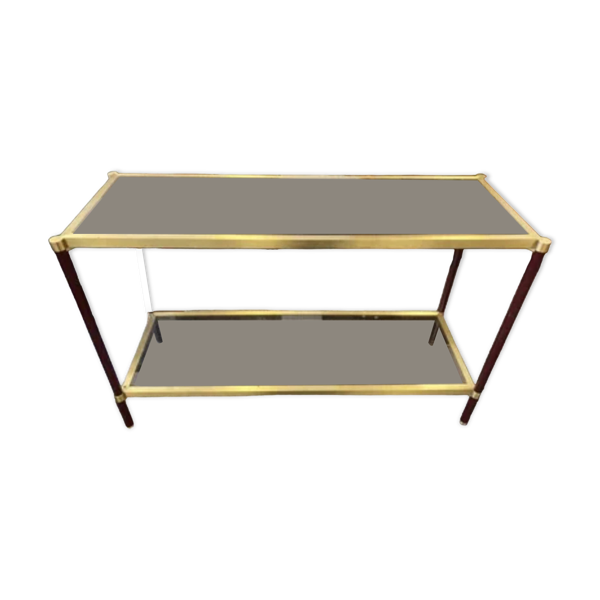 Console vintage italienne en laiton et verre transparent année 70