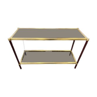 Console vintage italienne en laiton et verre transparent année 70