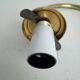 A pair of vintage opaline and brass wall lights