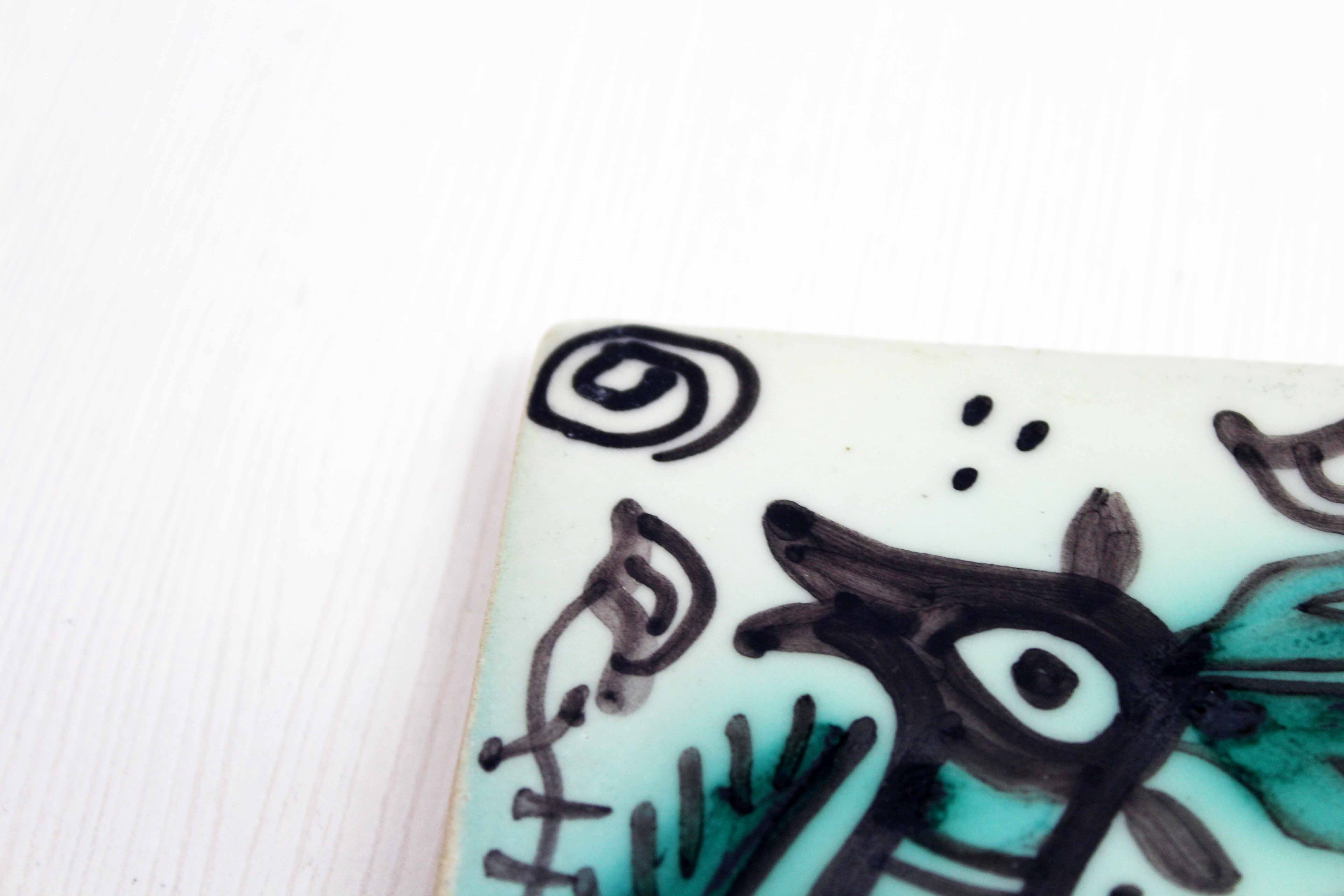 Hand-painted ceramic tile