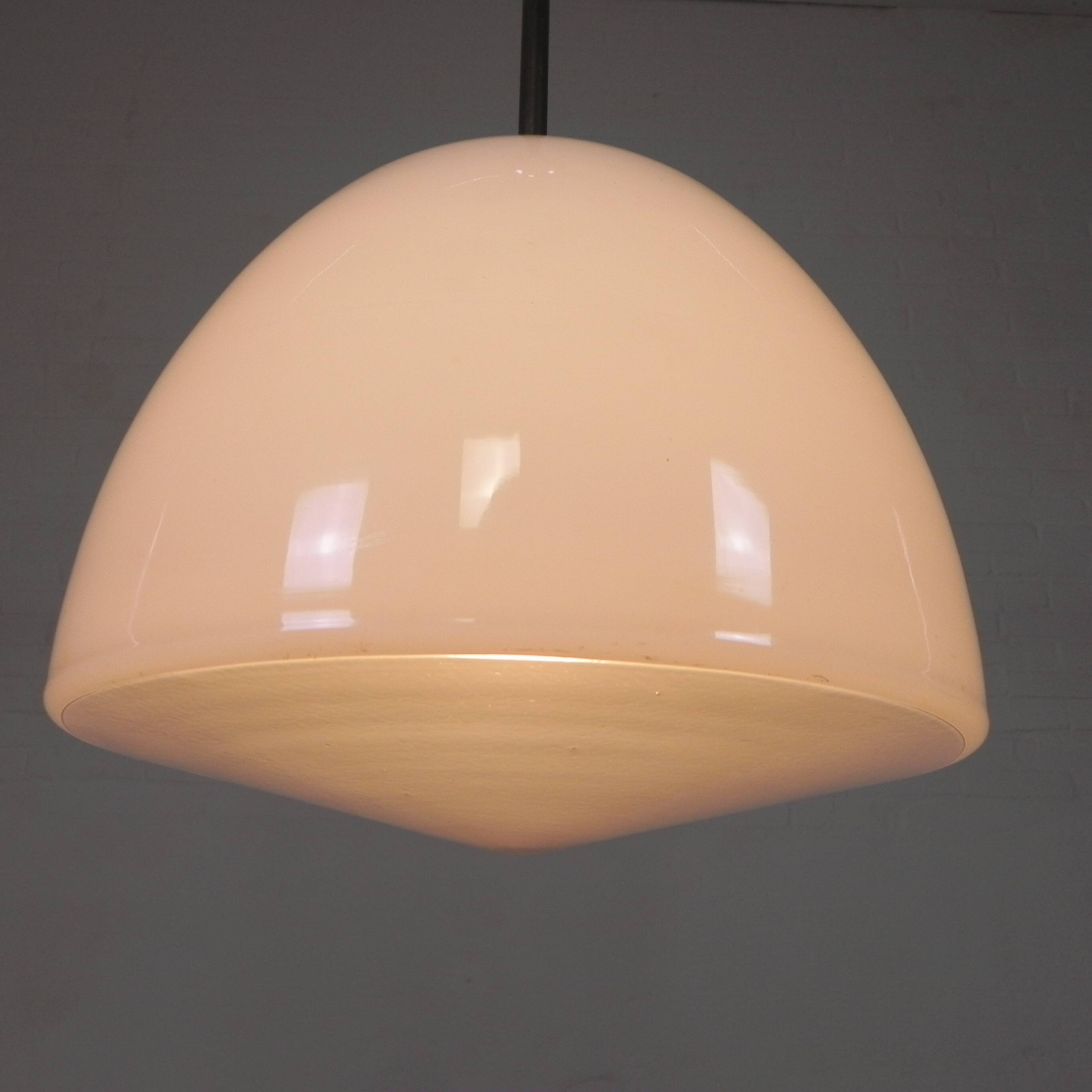 Old school lamp with large glass ball in opal glass, 1930s