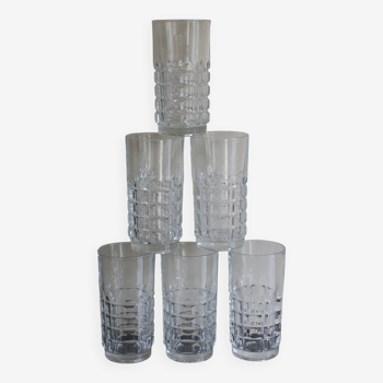 6 verres vintage multi facettes