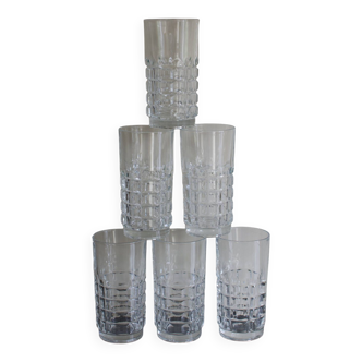 6 verres vintage multi facettes