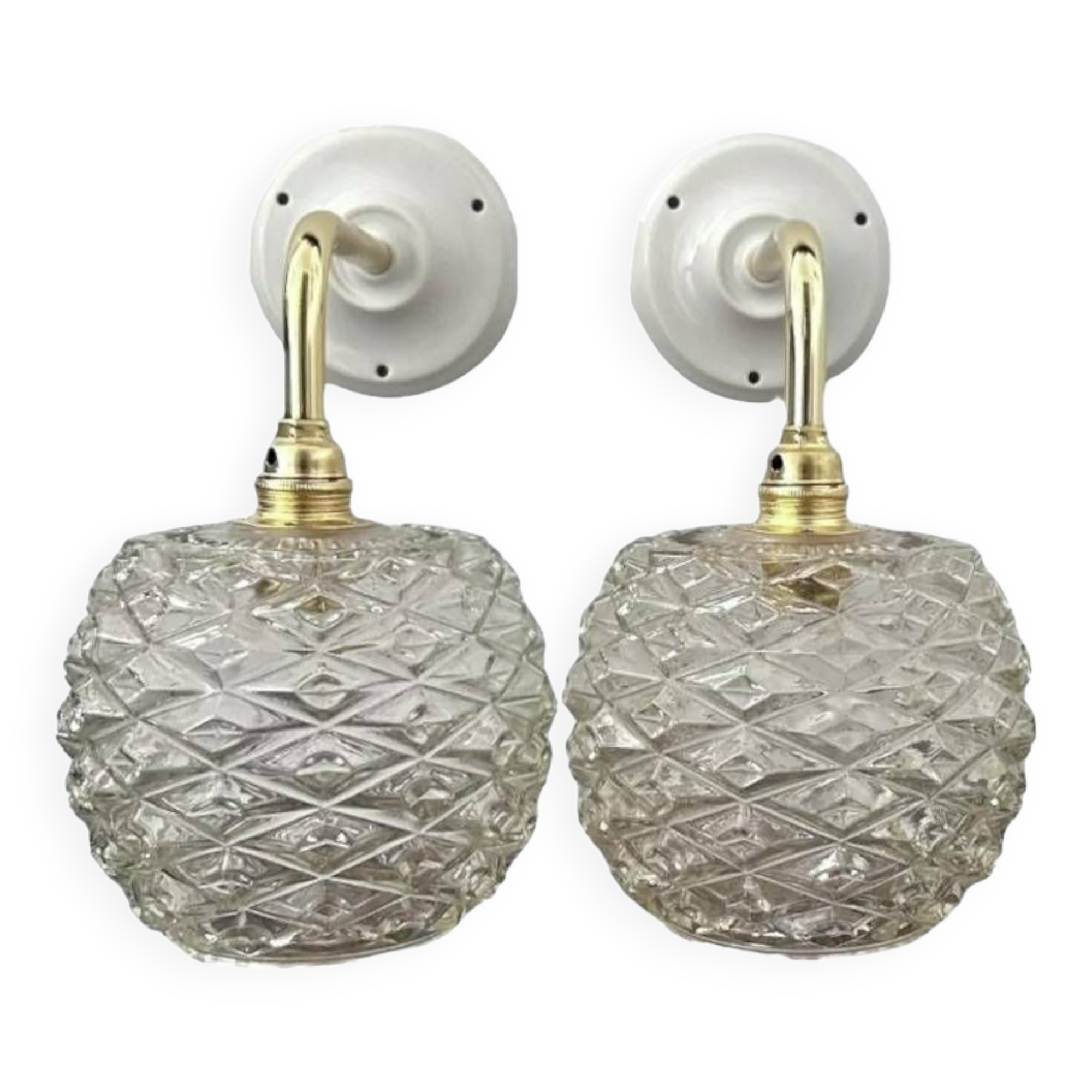 Pair of chiseled glass wall sconces