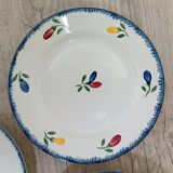 3 assiettes à dessert en faïence de Sarreguemines Digoin, modèle Annette