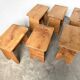 Set of six solid walnut stools, mountain style, circa 1960