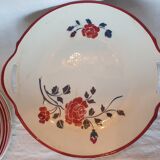 Service a gâteau en faience à decor floral