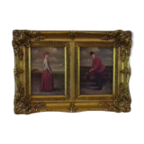 Diptyque couple of old English golfers