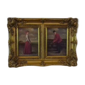 Diptyque couple of old English golfers