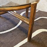 Bamboo and smoked glass coffee table 1970
