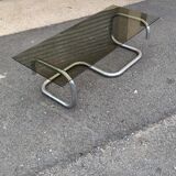 Coffee table in chromed steel and smoked glass circa 1970