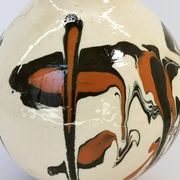 Round vase / signature fm / 1970s / mid-century / modernist / french ceramics