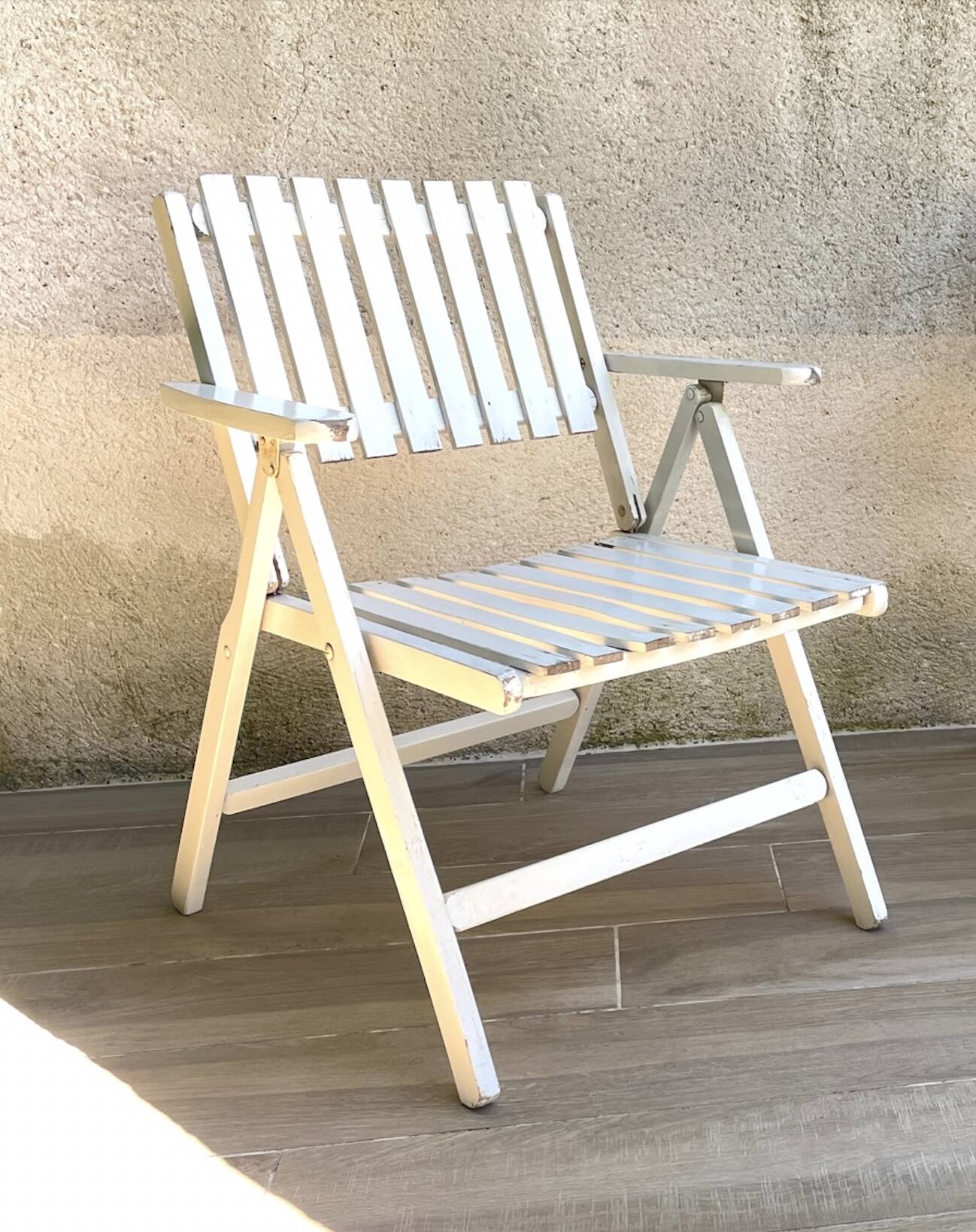 Pair of vintage wooden garden armchairs by r.gleizes