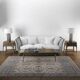 Tapis oriental gris bleu et beige classic en laine