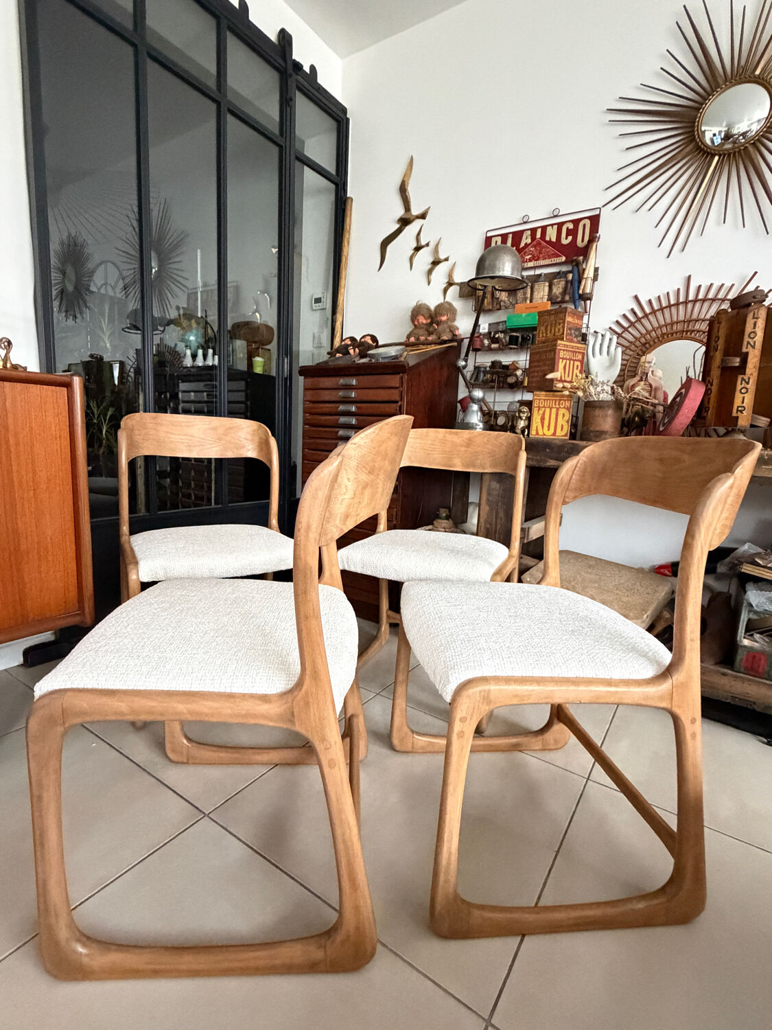 Ensemble de 4 chaises Baumann traîneau