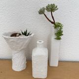 Set of 3 white vases