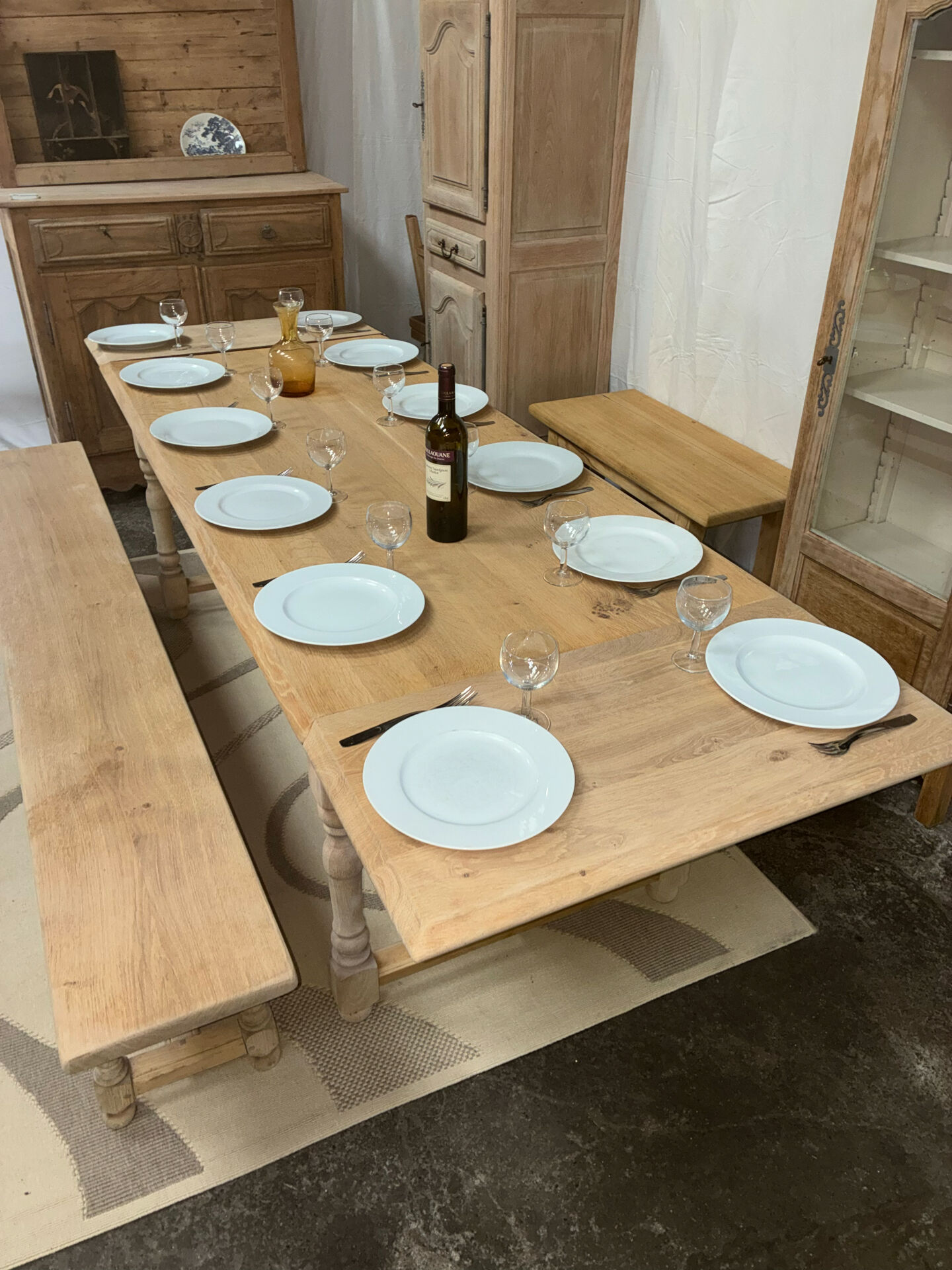 Table de ferme en chêne massif avec rallonges