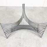 Table basse en fil de chrome de l’ère spatiale, années 1970