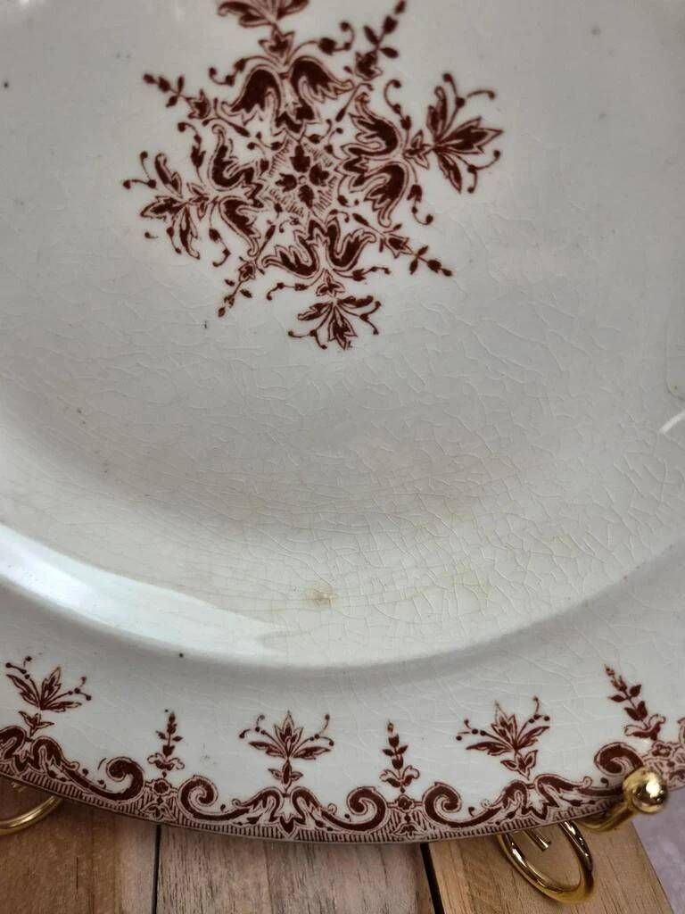 Set of 5 deep plates Terre de Fer Clairefontaine Rouen sepia 19th century