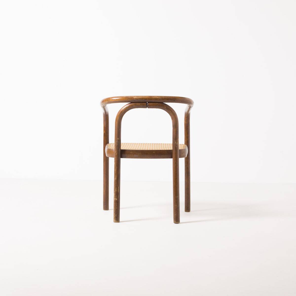 Ensemble de 6 chaises de salle à manger en bois et en rotin synthétique par Antonin Sumen pour Ton.