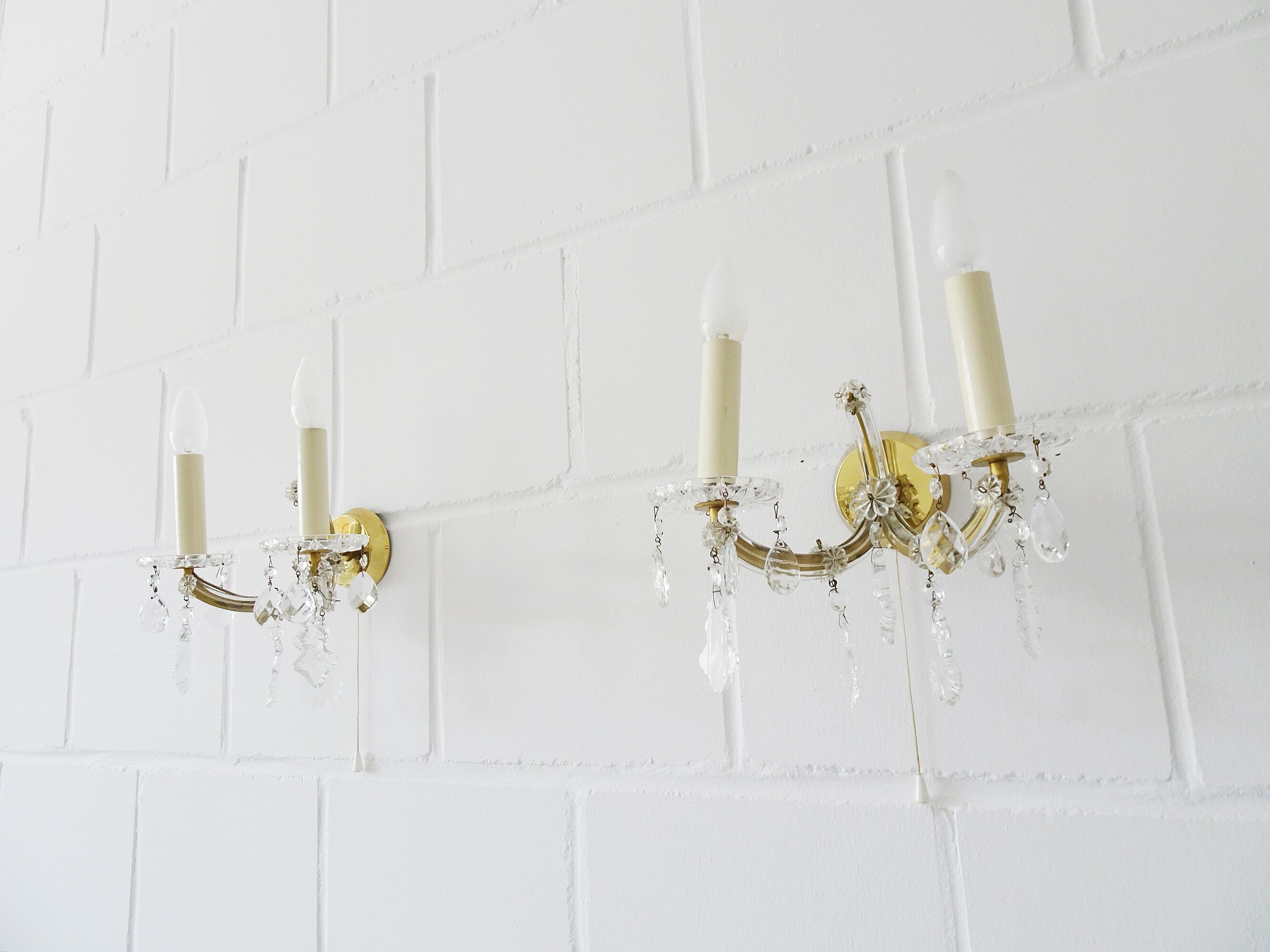 Wall lamps set made of crystal glass