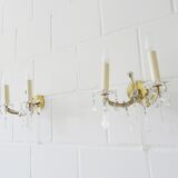 Wall lamps set made of crystal glass