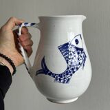 Hand decorated ceramic pitcher