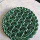 Woven green ceramic trivet in Vallauris style
